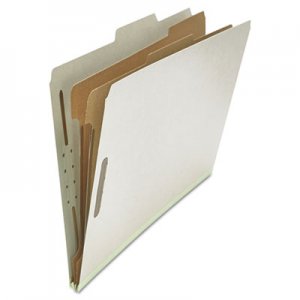 Universal Six--Section Pressboard Classification Folders, 2 Dividers, Legal Size, Gray, 10/Box UNV10282