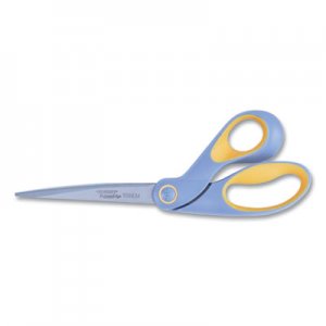 Westcott ExtremEdge Titanium Bent Scissors, 9" Long, 4.5" Cut Length, Gray/Yellow Offset Handle ACM14669 14669