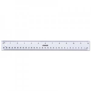 Universal Clear Plastic Ruler, Standard/Metric, 12" UNV59022