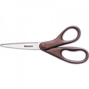 Westcott Design Line Straight Stainless Steel Scissors, 8" Long, 3.13" Cut Length, Burgundy Straight Handle ACM41511 41511