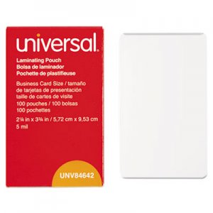 Universal Laminating Pouches, 5 mil, 3.75" x 2.25", Matte Clear, 100/Box UNV84642