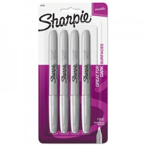 Sharpie Metallic Fine Point Permanent Markers, Bullet Tip, Silver, 4/Pack SAN39109PP 39109PP