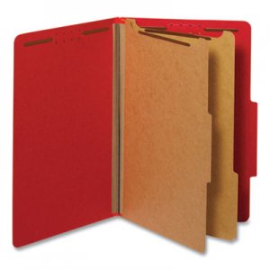 Universal Bright Colored Pressboard Classification Folders, 2 Dividers, Legal Size, Ruby Red, 10/Box UNV10313