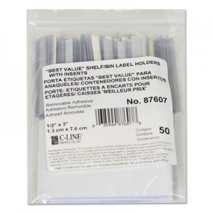 C-Line Self-Adhesive Label Holders, Top Load, 1/2 x 3, Clear, 50/Pack CLI87607 87607