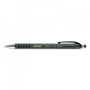 Universal Comfort Grip Ballpoint Retractable Pen, Black Ink, Fine, Dozen UNV15520