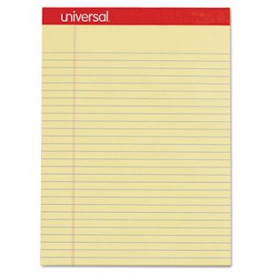 Universal Perforated Edge Writing Pad, Legal/Margin Rule, Letter, Canary, 50 Sheet, Dozen UNV10630 M9-10630