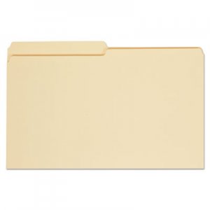 Universal Top Tab Manila File Folders, 1/2-Cut Tabs, Assorted Positions, Legal Size, 11 pt. Manila, 100/Box UNV15112