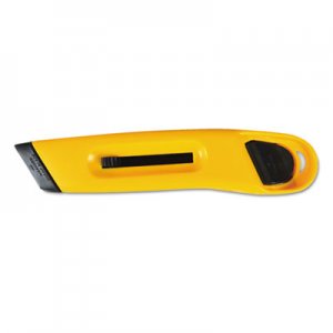 COSCO Plastic Utility Knife with Retractable Blade and Snap Closure, Yellow COS091467 091467