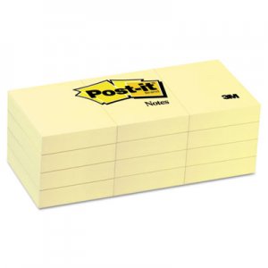 Post-it Notes Original Pads in Canary Yellow, 1 3/8 x 1 7/, 100-Sheet, 12/Pack MMM653YW 653