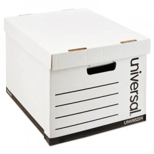 Universal Heavy-Duty Fast Assembly Lift-Off Lid Storage Box, Letter/Legal Files, White, 12/Carton UNV95224 9522403