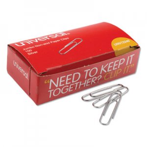 Universal Paper Clips, Jumbo, Silver, 100 Clips/Box, 10 Boxes/Pack UNV72240 A7072240