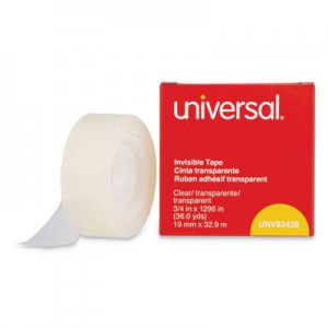 Universal Invisible Tape, 1" Core, 0.75" x 36 yds, Clear UNV83436