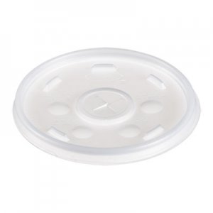 Dart Plastic Lids for Foam Cups, Bowls and Containers, Flat with Straw Slot, Fits 6-14 oz, Translucent, 1,000
