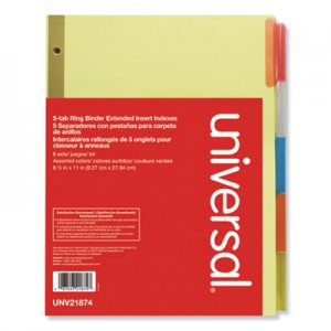 Universal Deluxe Extended Insertable Tab Indexes, 5-Tab, 11 x 8.5, Buff, 6 Sets UNV21874