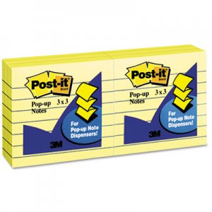 Post-it Pop-up Notes Original Canary Yellow Pop-Up Refill, Lined, 3 x 3, 100-Sheet, 6/Pack MMMR335YW