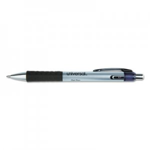 Universal Comfort Grip Retractable Gel Pen, Medium 0.7mm, Black Ink, Silver Barrel, Dozen UNV39720 39720