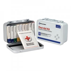 First Aid Only Unitized First Aid Kit for 10 People, 64-Pieces, OSHA/ANSI, Metal Case FAO240AN 240-AN