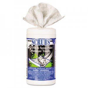SCRUBS Graffiti and Paint Remover Towels, Orange on White, 10 x 12, 30/Can, 6 Cans/Case ITW90130CT 90130