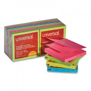 Universal Fan-Folded Self-Stick Pop-Up Notes, 3 x 3, Assorted Neon/Yellow, 100Sheet, 12/PK UNV35617