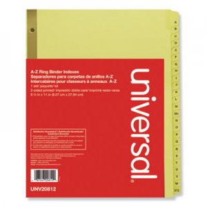 Universal Deluxe Preprinted Plastic Coated Tab Dividers with Black Printing, 25-Tab, A to Z, 11 x 8.5, Buff