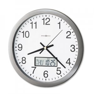 Howard Miller Chronicle Wall Clock with LCD Inset, 14" Overall Diameter, Gray Case, 1 AA (sold separately) MIL625195 625-195