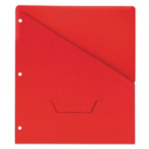 Universal Slash-Cut Pockets for Three-Ring Binders, Jacket, Letter, 11 Pt., Red, 10/Pack UNV61683