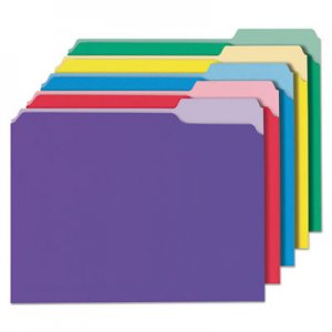 Universal Deluxe Colored Top Tab File Folders, 1/3-Cut Tabs, Letter Size, Assorted, 100/Box UNV10506 UNV10506EE