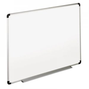 Universal Dry Erase Board, Melamine, 72 x 48, White, Black/Gray Aluminum/Plastic Frame UNV43725