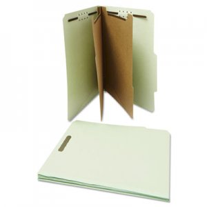Universal Six--Section Pressboard Classification Folders, 2 Dividers, Letter Size, Gray-Green, 10/Box UNV10273
