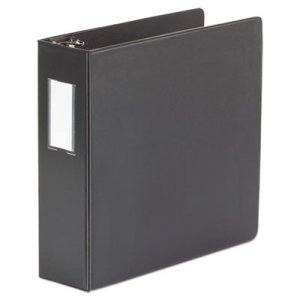 Universal Deluxe Non-View D-Ring Binder with Label Holder, 3 Rings, 3" Capacity, 11 x 8.5, Black UNV20791