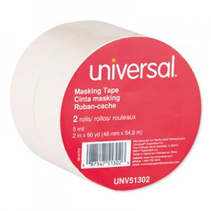 Universal General-Purpose Masking Tape, 3" Core, 48 mm x 54.8 m, Beige, 2/Pack UNV51302