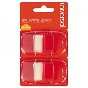 Universal Page Flags, Red, 2 Dispensers of 50 Flags/Pack UNV99001