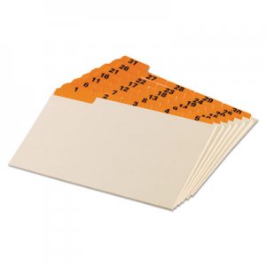 Oxford Manila Index Card Guides with Laminated Tabs, 1/5-Cut Top Tab, 1 to 31, 5 x 8, Manila