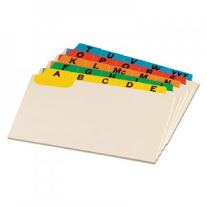 Oxford Manila Index Card Guides with Laminated Tabs, 1/5-Cut Top Tab, A to Z, 3 x 5, Manila