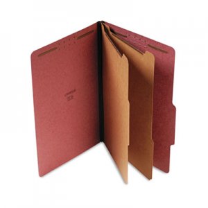 Universal Six--Section Pressboard Classification Folders, 2 Dividers, Legal Size, Red, 10/Box UNV10280