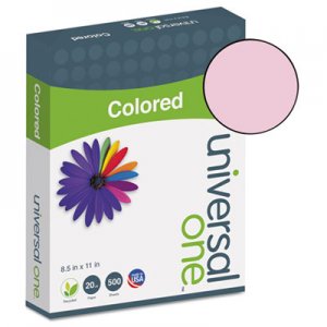Universal Deluxe Colored Paper, 20lb, 8.5 x 11, Pink, 500/Ream UNV11204