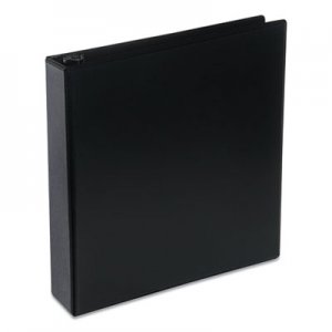 Universal Deluxe Round Ring View Binder, 3 Rings, 2" Capacity, 11 x 8.5, Black UNV20731