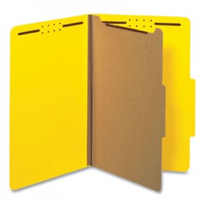 Universal Bright Colored Pressboard Classification Folders, 1 Divider, Legal Size, Yellow, 10/Box UNV10214