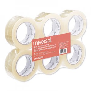 Universal Quiet Tape Box Sealing Tape, 3" Core, 1.88" x 110 yds, Clear, 6/Pack UNV73000