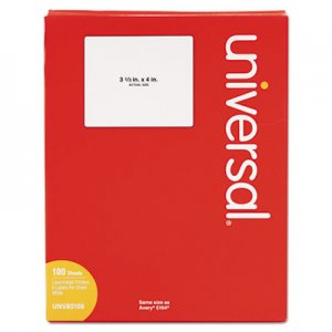 Universal White Labels, Inkjet/Laser Printers, 3.33 x 4, White, 6/Sheet, 100 Sheets/Box UNV80108