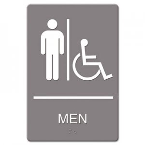 Headline Sign ADA Sign, Men Restroom Wheelchair Accessible Symbol, Molded Plastic, 6 x 9, Gray USS4815 4815