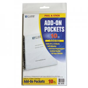 C-Line Peel and Stick Add-On Filing Pockets, 25", 11 x 8 1/2, 10/Pack CLI70185 70185