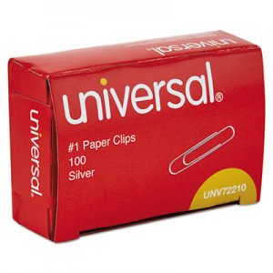 Universal Paper Clips, Small (No. 1), Silver, 100/Box UNV72210BX A7072210A