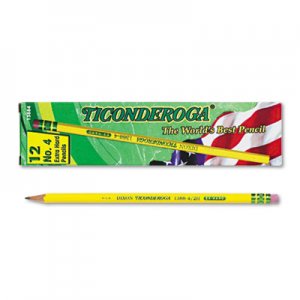 Ticonderoga Pencils, 2H (#4), Black Lead, Yellow Barrel, Dozen DIX13884 13884