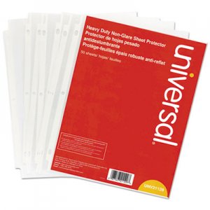 Universal Top-Load Poly Sheet Protectors, Heavy Gauge, Nonglare, Clear 50/Pack UNV21129