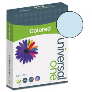Universal Deluxe Colored Paper, 20lb, 8.5 x 11, Blue, 500/Ream UNV11202