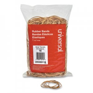 Universal Rubber Bands, Size 18, 0.04" Gauge, Beige, 1 lb Box, 1,600/Pack UNV00118