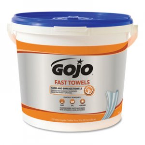 GOJO FAST TOWELS Hand Cleaning Towels, Cloth, 9 x 10, White 225/Bucket GOJ629902EA 6299-02