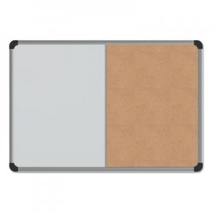 Universal Cork/Dry Erase Board, Melamine, 24 x 18, Black/Gray Aluminum/Plastic Frame UNV43742