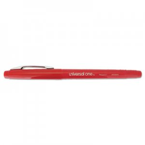 Universal Deluxe Porous Tip Stick Pen, Red Ink, Medium, Dozen UNV50503